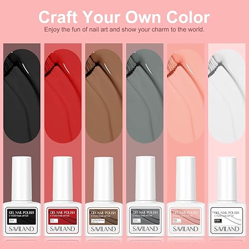 Miniatura 5 de SAVILAND Juego de esmaltes de gel  6 colores de 0.3 fl oz (0.3 fl oz), esmalte de uñas de gel de Navidad, rojo, negro, gris, remojado, UV, LED,