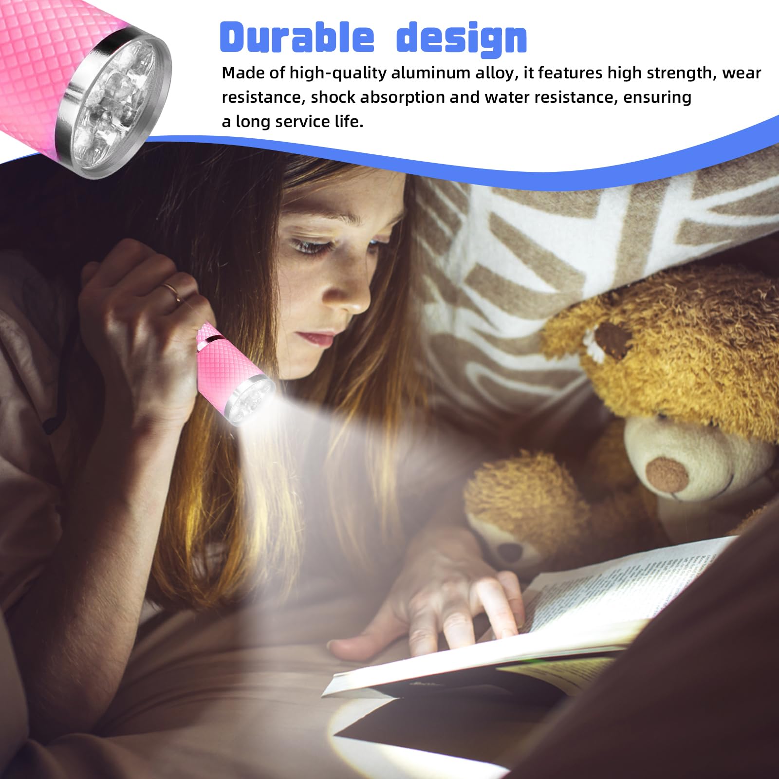 2 Mini Torce LED Portatili Per Bambini E Adulti, In Alluminio, Con Impugnatura In Gomma E Cordino, Perfette Per Campeggio Ed Emergenze (senza Batterie)