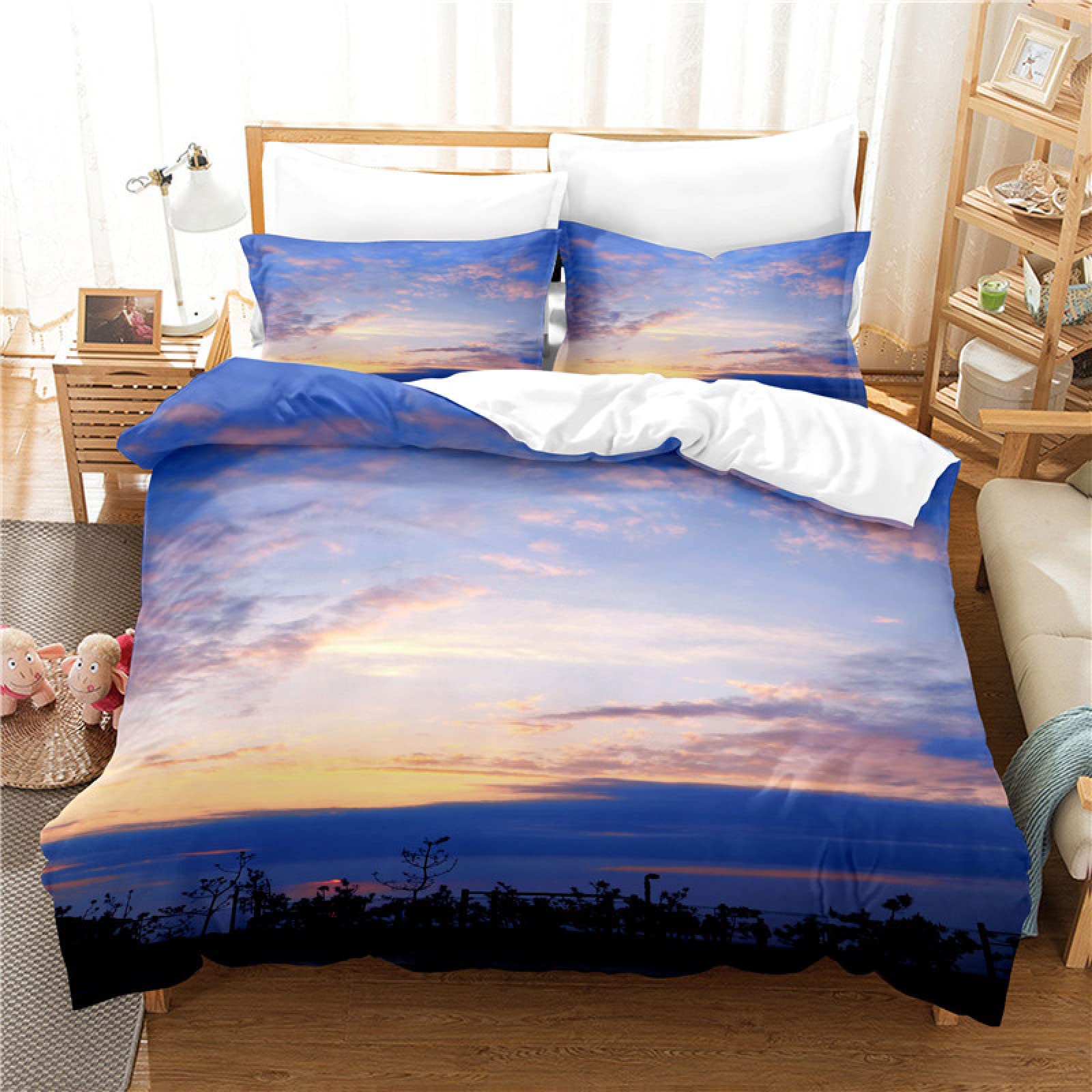 Housse de couette 160x200 microfibre 110g/㎡ respirante et facile à border