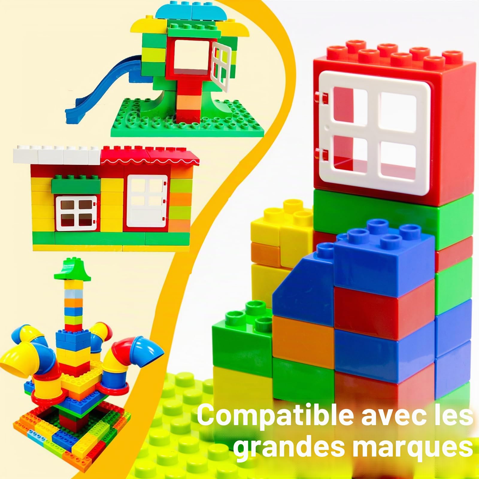 Grandes Briques de Construction Accessoires de Maison compatibles avec Les Briques Duplo assemblées Duplo Ferme Maison de Jeu Parc d'attractions Accessoires pour Enfants à partir de 3 Ans