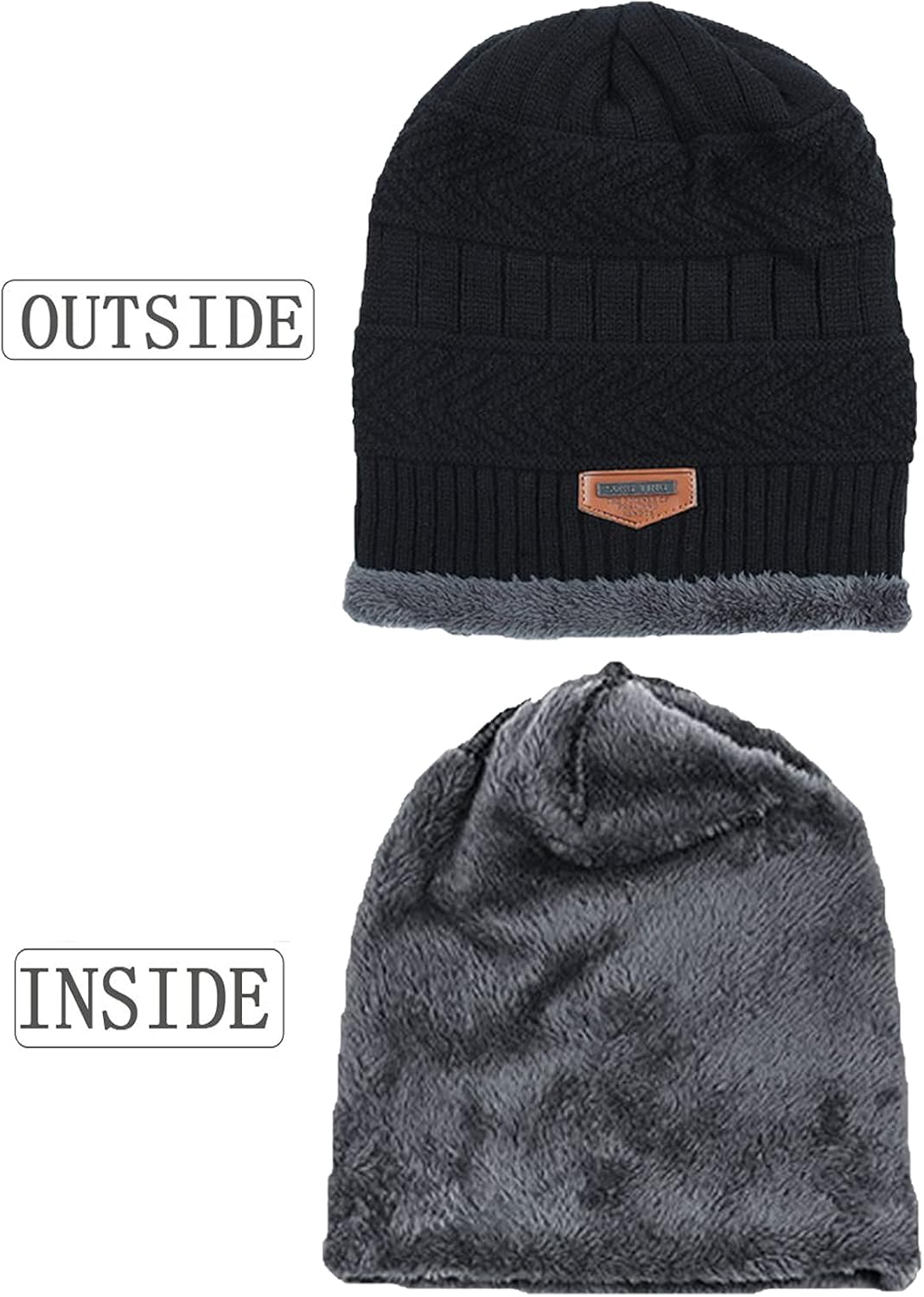 T WILKER 2Pcs Kids Winter Knitted Hats+Scarf Set Warm Fleece Lining Cap for 5-14 Year Old Boys Girls - Image 4