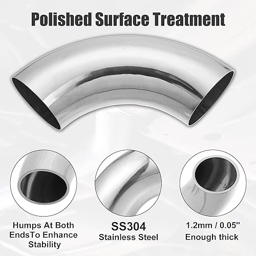 Miniatura 4 de X AUTOHAUX 1 Uds. OD 3 pulgadas 90 grados mandril curva codo SS304 acero inoxidable tubo de escape para coche sistema de escape modificado 3