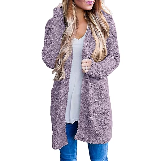 MEROKEETY Women's 2023 Winter Long Sleeve Soft Chunky Knit Sweater Open Front Cardigan Outwear Coat Taro
