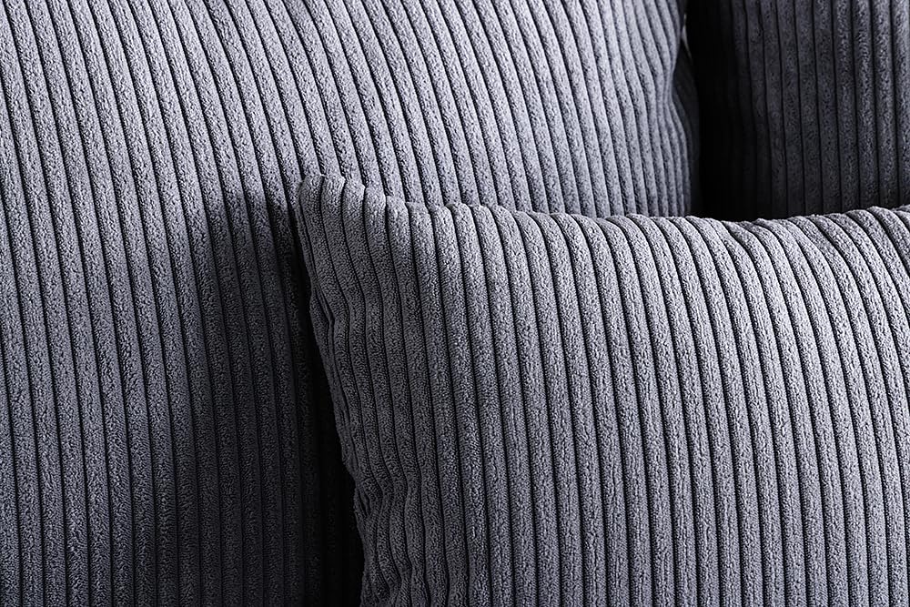 XXL Sofa ELEGANCIA - 285cm - anthrazit - Cord - Federkern mit Kissen | 7 Kissen, Buchenholzgestell, Ziersteppung, zeitloser Stil, Rundum-Bezug, pflegeleicht