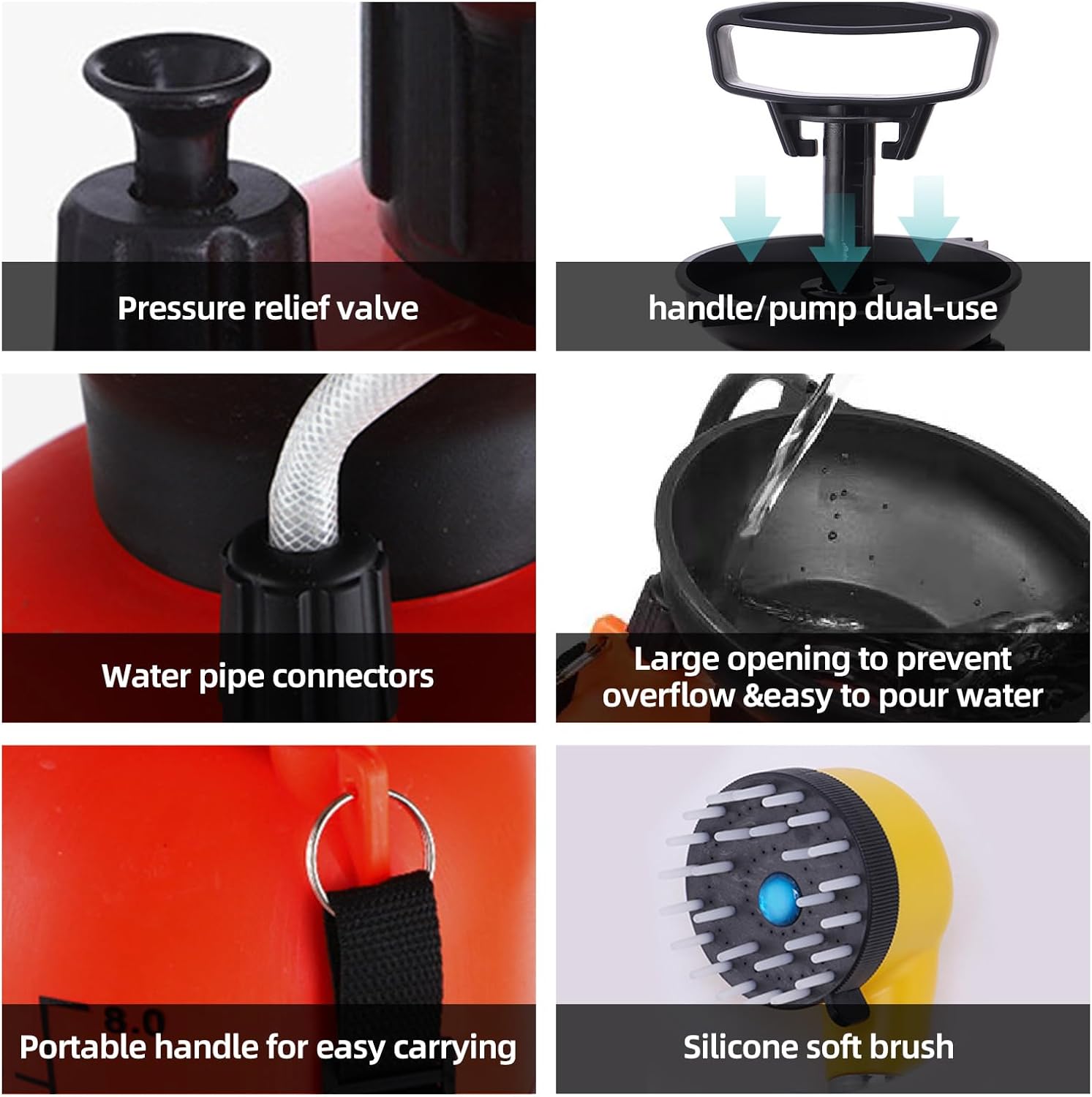MANON ROSA Portable Pet Bathing - 3-Quart Water Tank and High-Pressure Shower Sprayer Kit for Camping and Traveling Outdoor Adventures for Small Medium Dogs Cats Puppies Kittens