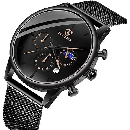 Amazon 腕時計 メンズ おしゃれ シンプル ビジネス クロノグラフ 多機能 防水 アナログ腕時計 日付表示 メッシュ バンド 時計 ブラック 腕時計 腕時計 通販