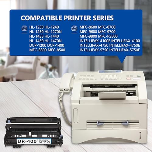 Miniatura 2 de DR-400 DR400 Unidad de tambor NUC compatible con repuesto para Brother DR-400 DCP-1200 1400 HL-1230 1240 1250 1270N 1435 1440 1450 1470N MFC-8300