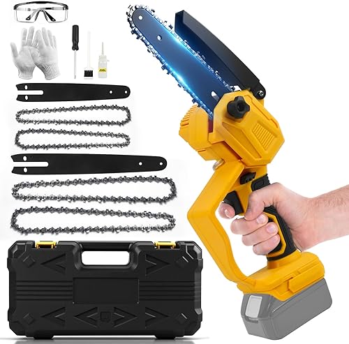 Gpaentsn Mini motosierra inalámbrica de 6 pulgadas para Dewalt de 20 V, 6 pulgadas y 8 pulgadas, mini motosierra eléctrica 2 en 1 con motor sin