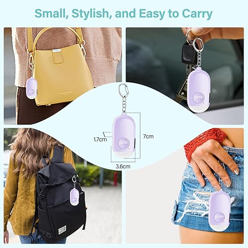 Miniatura 8 de Hion Alarma de seguridad personal para mujeres, recargable de 130 dB, llavero de alarma de autodefensa con linterna LED, seguridad sonora segura de