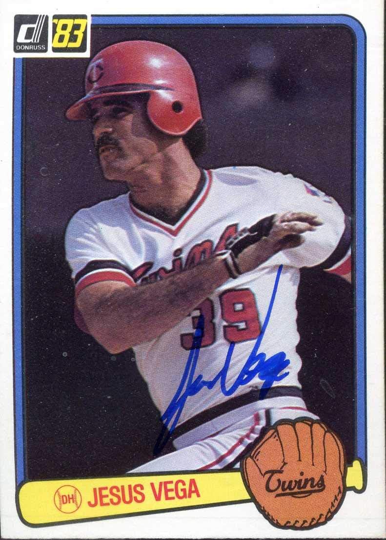 Jesus Vega Autographed/Original Signed 1983 Donruss card (#650) Baseball Card Minnesota Twins - Tough Signature Obtained In-person (#1)