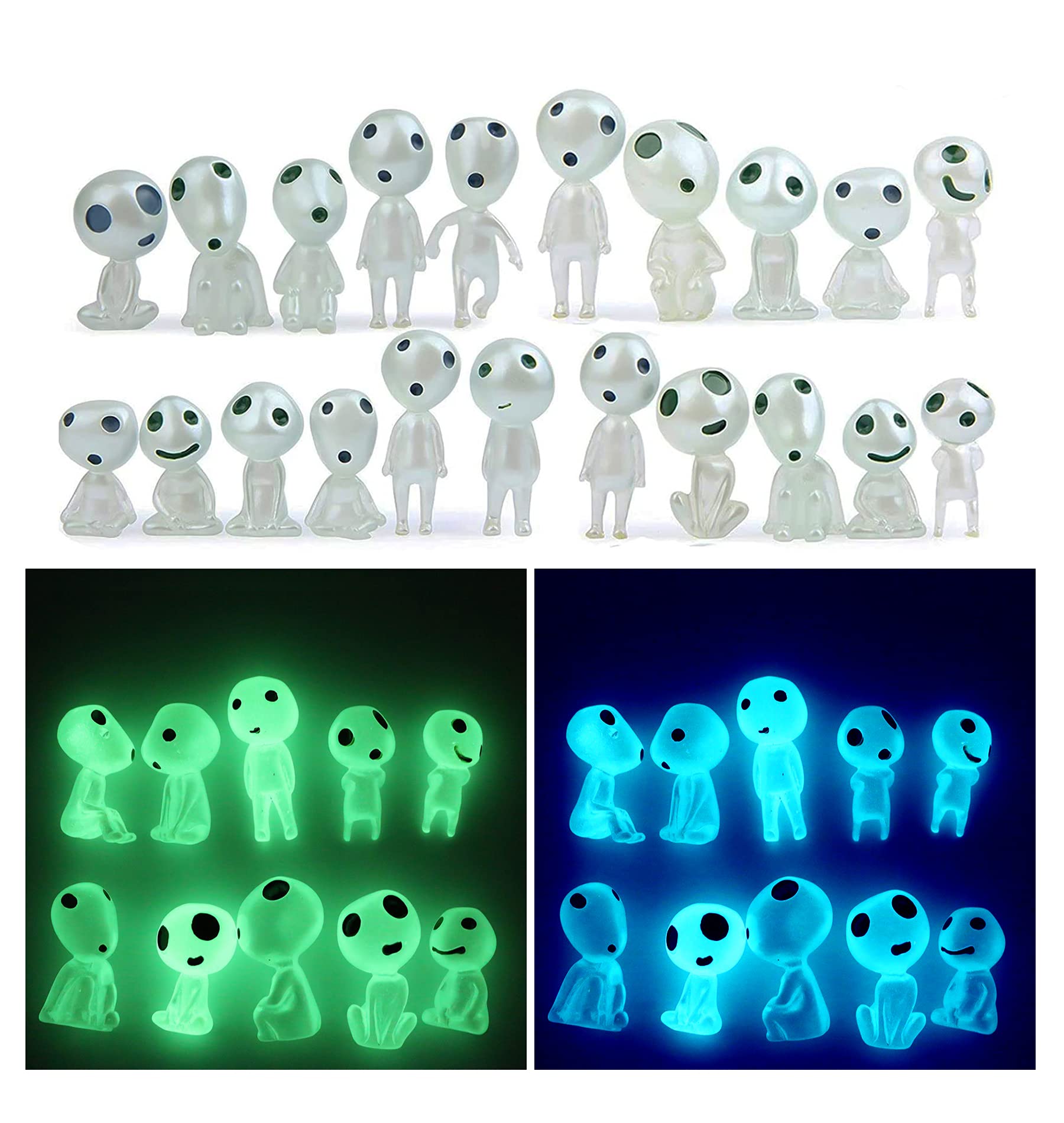 Glow in Dark Tree Elves Fairy 20Pcs Luminous Ghost Micro Landscape Accessories Garden Decoration Outdoor Patio Lawn Yard Fish Tank Potted Plants Kit - Blue 10pcs & Green 10pcs