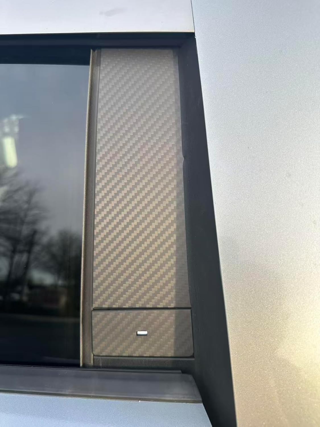 Bestem Carbon Fiber Protective Covers for Tesla Cybertruck B & C Pillars & Door Buttons, 8 pcs/Set, Twill Matte