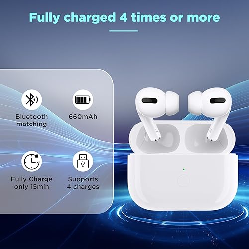 Miniatura 3 de Funda de carga inalámbrica de repuesto para Airpod Pro de 12 generación, funda de carga Airpods Pro 2 de 660 mAh con botón de sincronización de