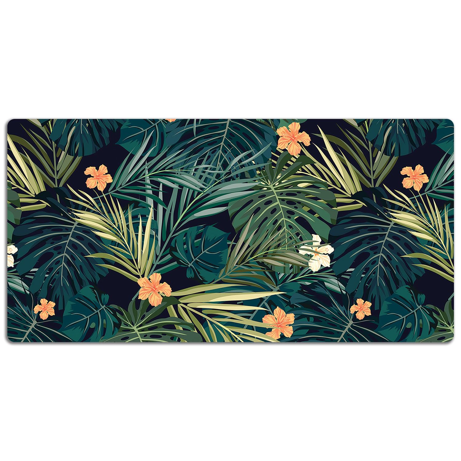 Sottomano da Scrivania 120x60 cm Impermeabile in Vinile PVC Protezione e Decorazione Facile da Pulire Superficie Protettiva per Ufficio e Casa Antiscivolo - Fiori e foglie