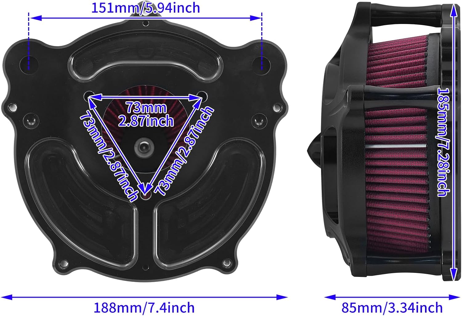 Air Filter Motorcycle Air Intake Air Cleaner Kit Fit for Harley Touring Street Glide 2008-2016 Softail 2016-2017 Dyna Red Filter Element
