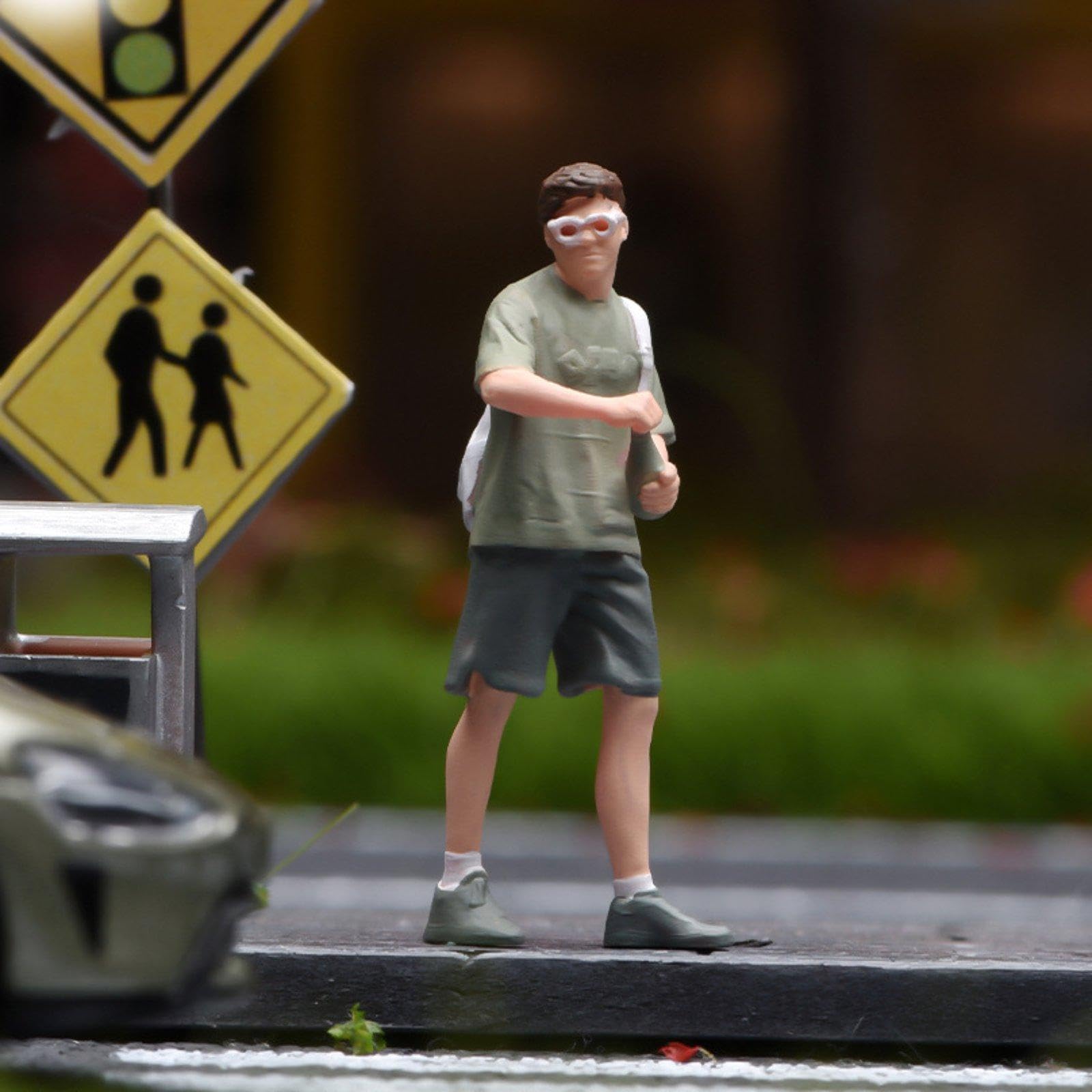 kowaku Statuetta maschile in miniatura in scala 1:64, statuetta in miniatura, decorazione da tavolo di sabbia, diorama in minimo