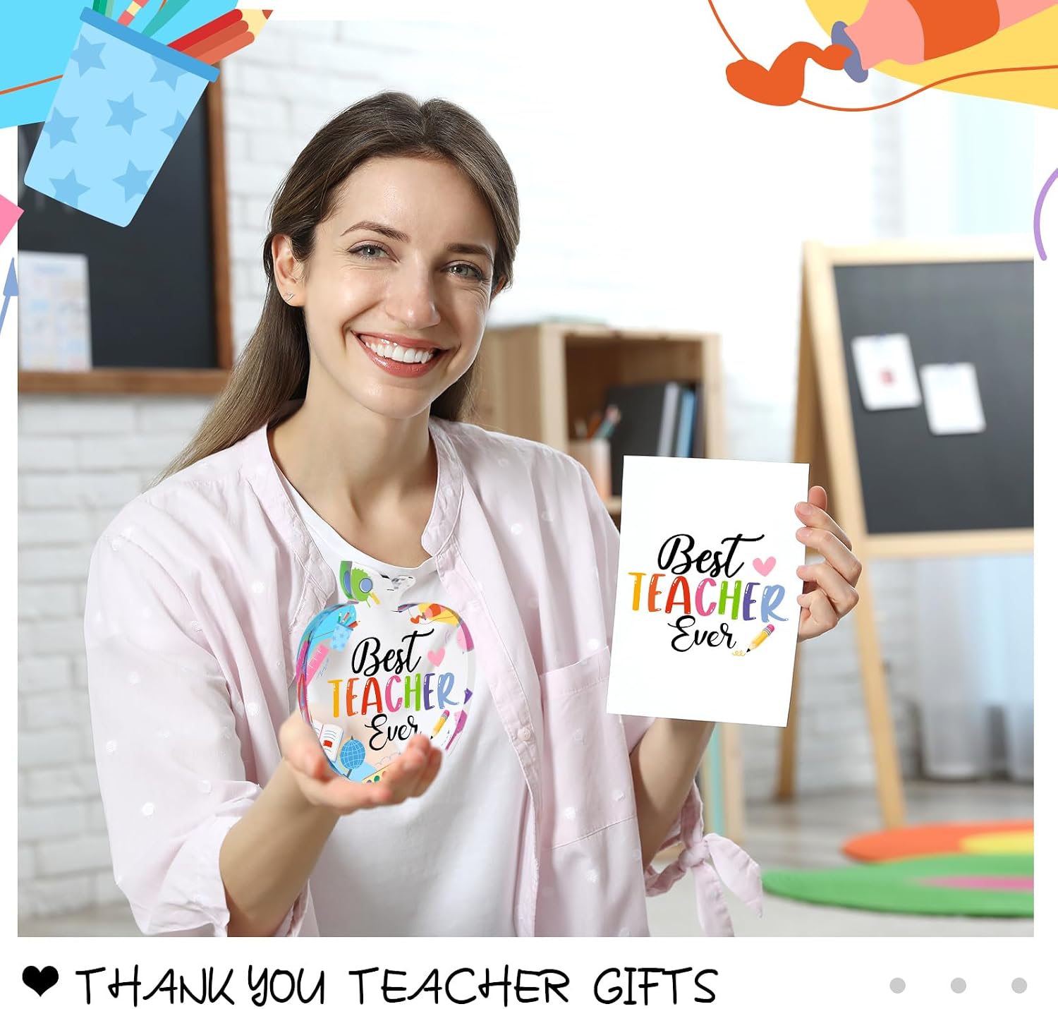 Yookeer Teacher Appreciation Gifts - 6 Inch Apple Shaped Acrylic Paperweight - Best Teacher Ever, Meaningful Teacher's Gift Birthday Teachers' Day Thank You Keepsake