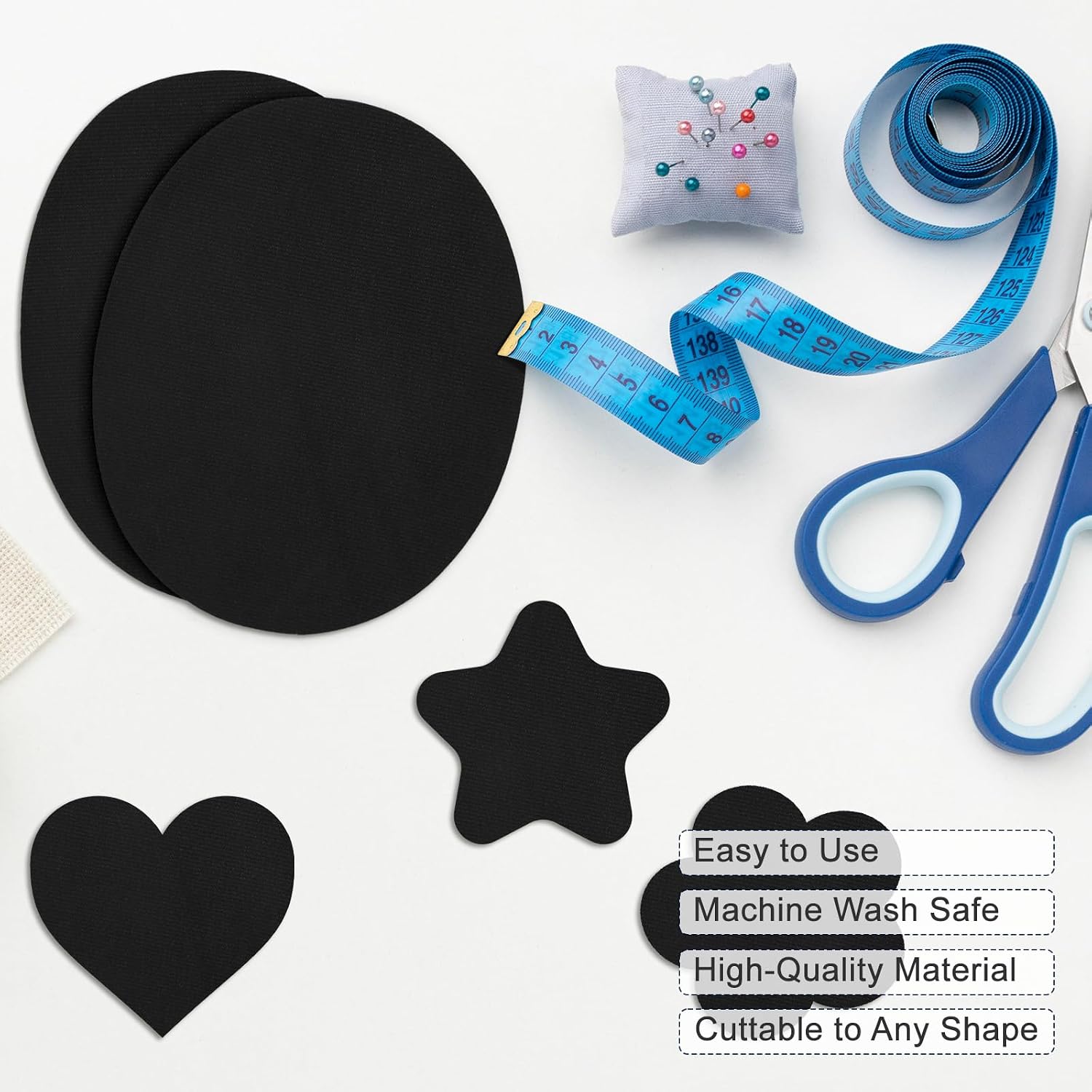 10 Pcs Suede Iron On Patches, Trimmable Applique Iron Patches for Clothing, Oval Knee Patch Elbow Patch for Sportive Clothing Jackets Sweaters Jeans Durable DIY Fabric Repair, 4.3"×5.5", Black
