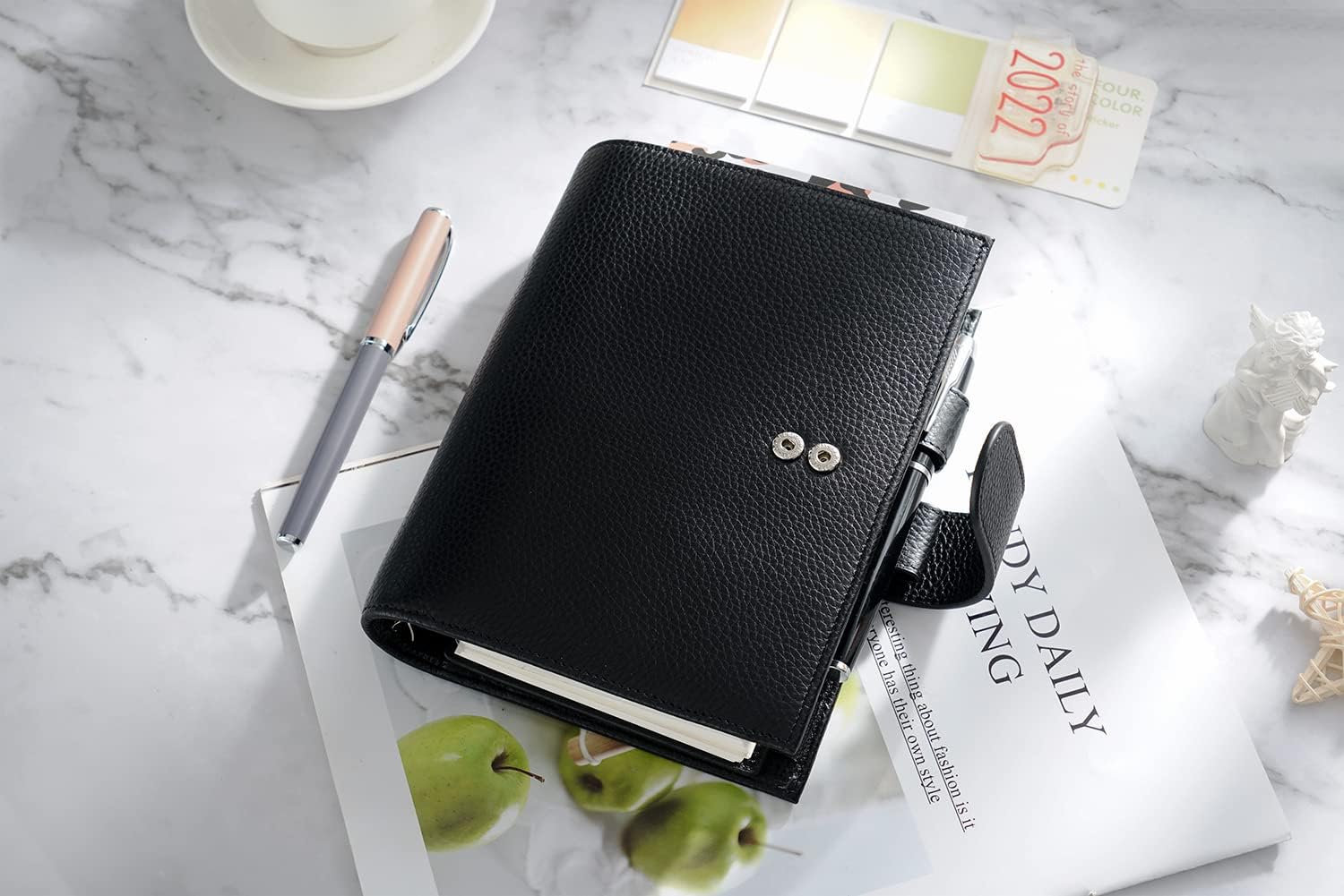 Carpeta De Piel Auténtica, Carpeta De Piel Clásico, 3 Anillos, Organizador De Portafolios Para