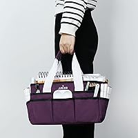 Vista 8 de JJRING Bolsa Organizadora de Transporte para Manualidades, Organizador de Almacenamiento de Arte con Múltiples Bolsillos, Bolsa de Costura Morado