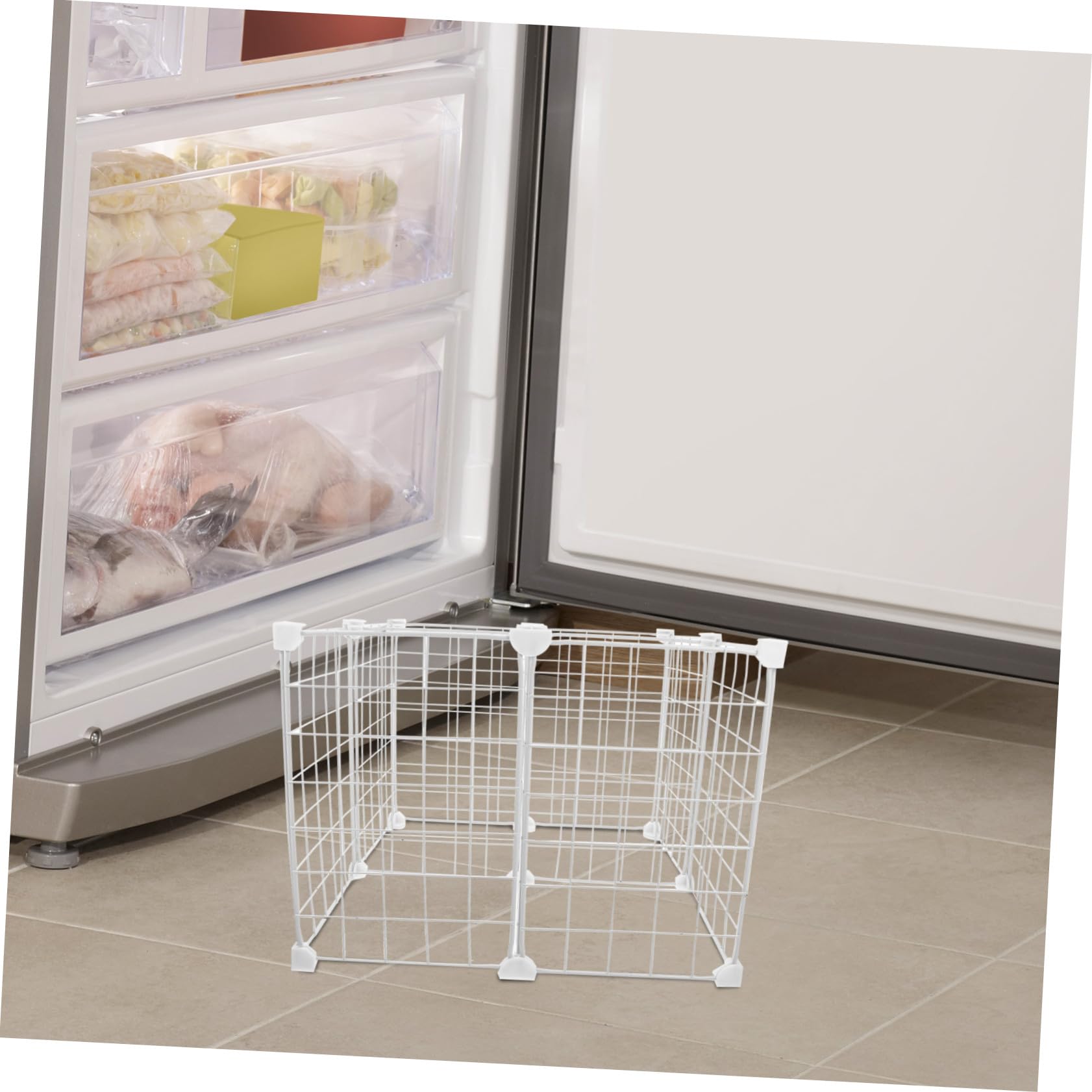 PRETYZOOM Divisorio per Congelatore Pozzetto Cestello Organizer in Filo Metallico per Congelatore Contenitore per Conservazione di Pesce e Alimenti Separatore per Ripiani
