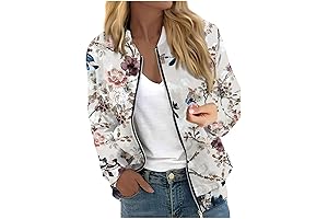 COTECRAM Floral Bomber Jacket: Stylish Comfort for Plus-Size Women