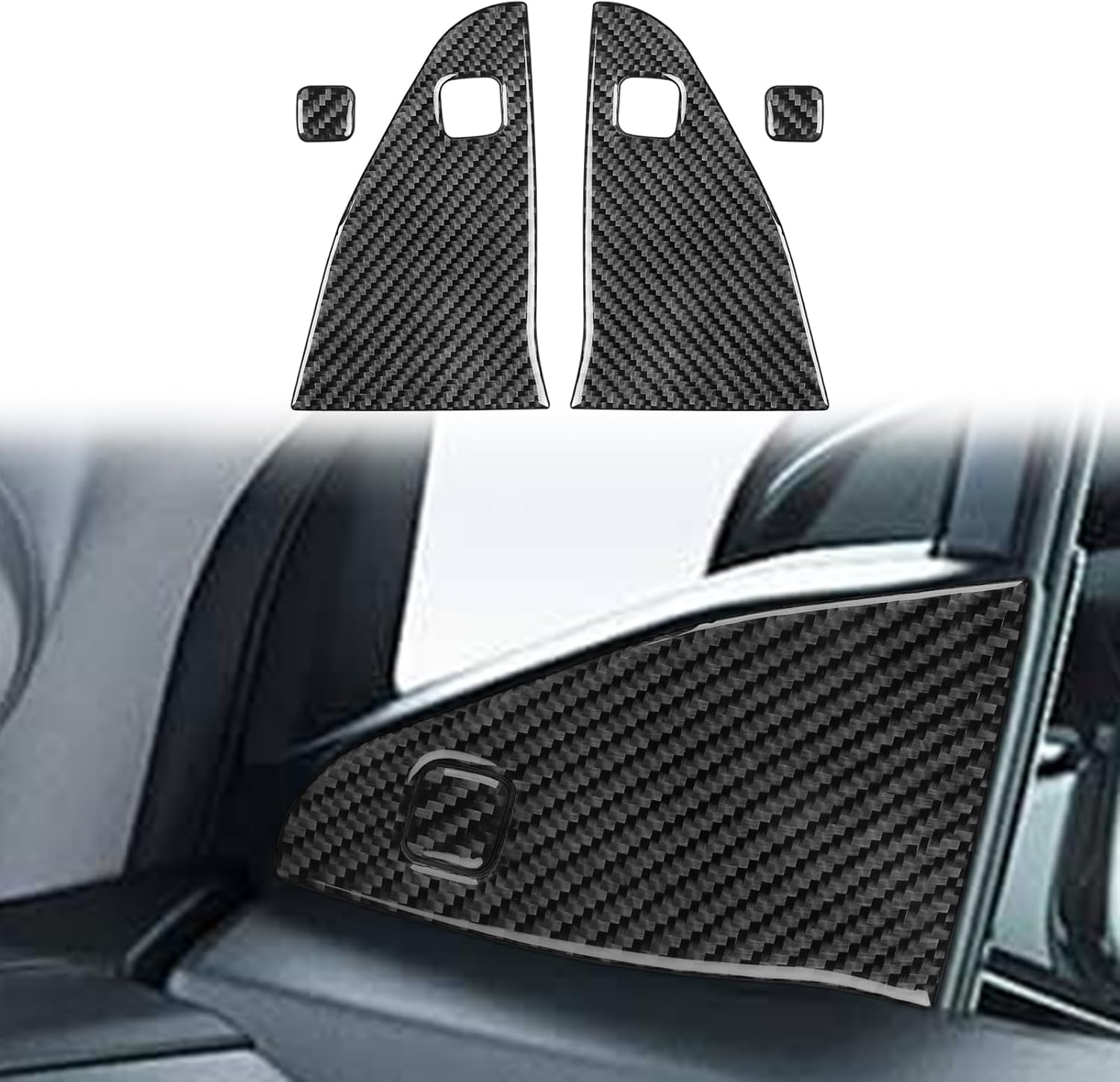 Car Carbon Fiber Accessories Dashboard Panel Bezel 4pcs Protective Cover Sticker Compatible with Honda Ridgeline 2017 2018 2019 2020