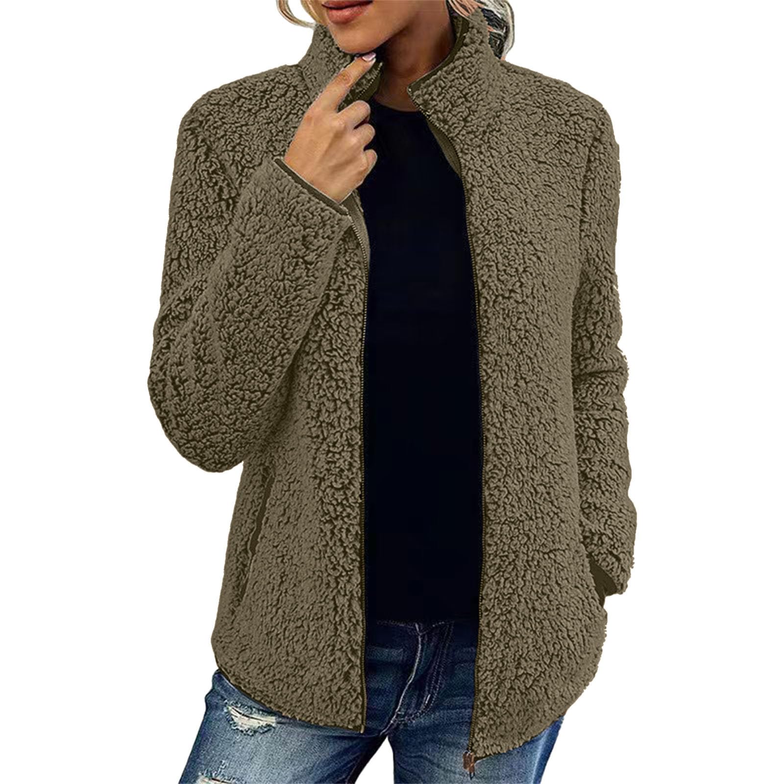 Generisch Outdoor Fleecejacken FüR Damen Casual Langarm Zipper Daunenmantel