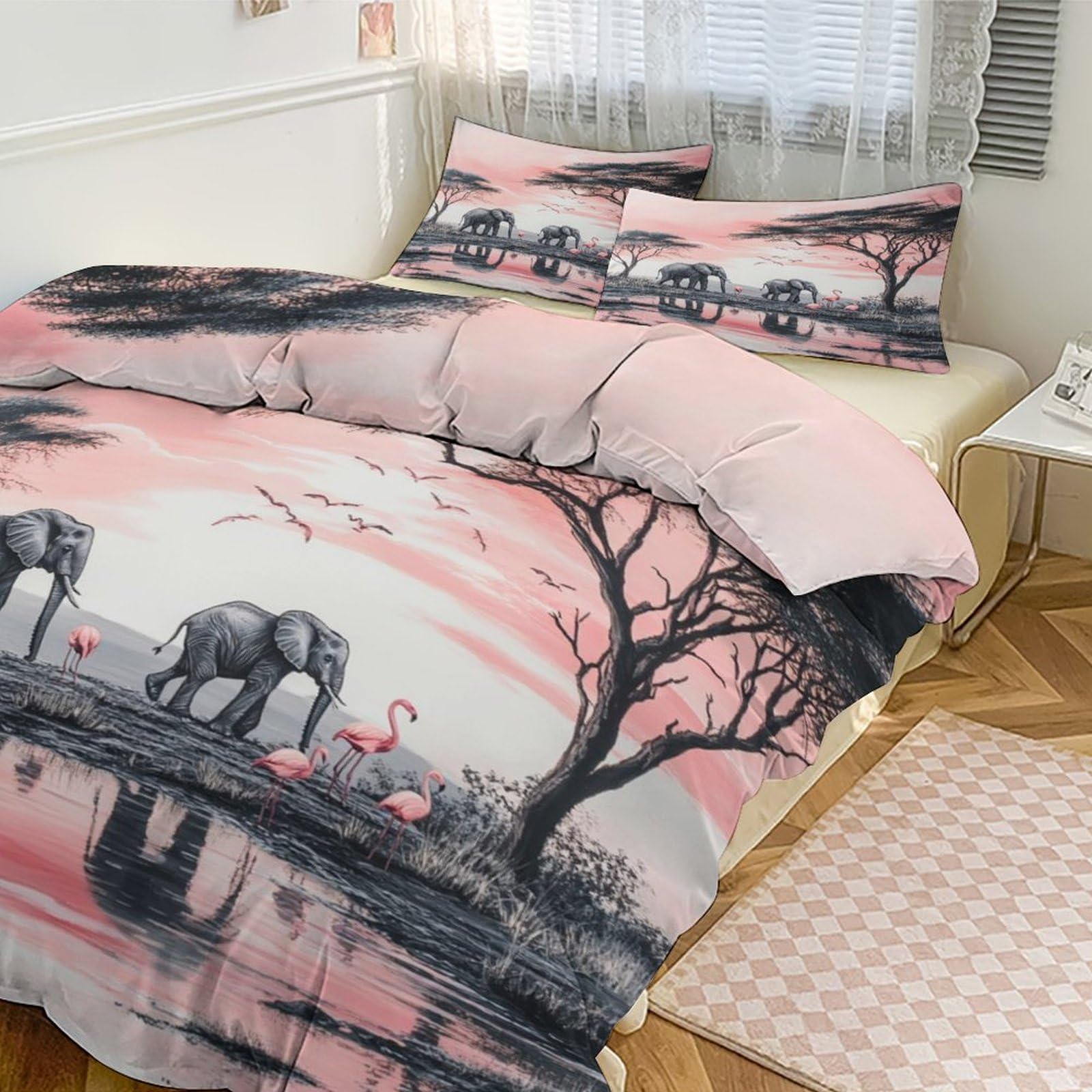 Housse de couette éléphants de Noël 200x200 pour illuminer la chambre des enfants