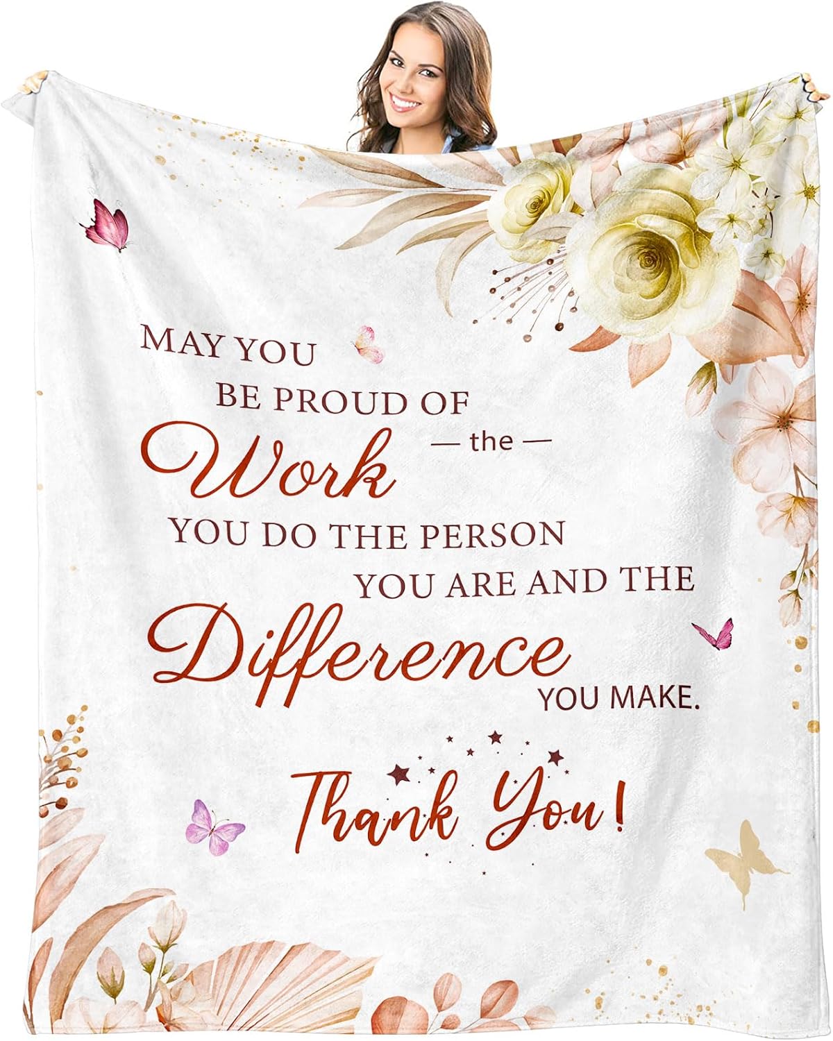 Christmas Employee Gifts, Thank You/Appreciation Gifts for Women Blanket 60"x50", Retirement/Farewell/Going Away/Leaving Gifts for Coworkers Employees Boss Teachers Nurse, Team Gift for Employees