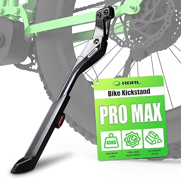 RBRL Bike Kickstand, 18 mm Hole Spacing Bike Stand, Aluminum Alloy Heavy Duty Load 100lbs, Non-Slip Bicycle Stand, Height Adjustable for 24-29 inch Mountain Bike, E-Bike