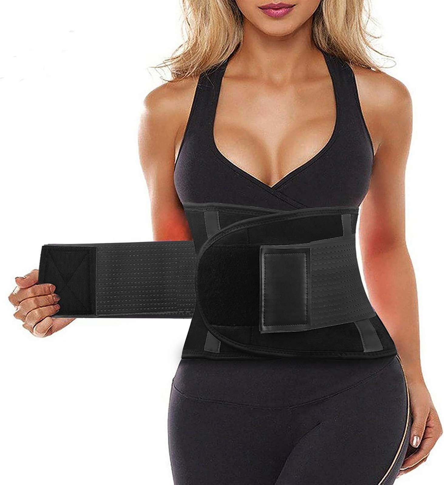 SIHOHAN Waist Trainer Belt Back Brace Cincher Trimmer Sports Slimming Body Shaper Band with Dual Adjustable Belly for Fitness Workout, Unisex