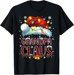 Christmas Hat Lights Pajama Grandpa Claus Family Matching T-Shirt