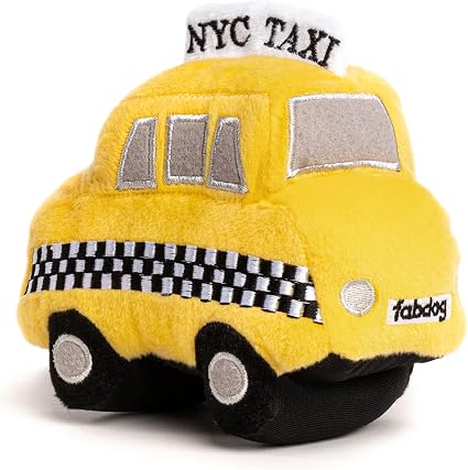 fabdog Dog Plush Toys - Fun Squeaky Puppy Toys - New York City Taxi - Makes for Awesome Gift - Dog Toys That Puppies Love | NYC Metro Card Small Plush Dog Toy