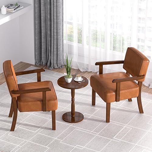Miniatura 158 de Juego de 2 sillas decorativas con mesa, sillas de sala de estar con asiento suave y reposabrazos para sala de estar, dormitorio, sala de lectura,