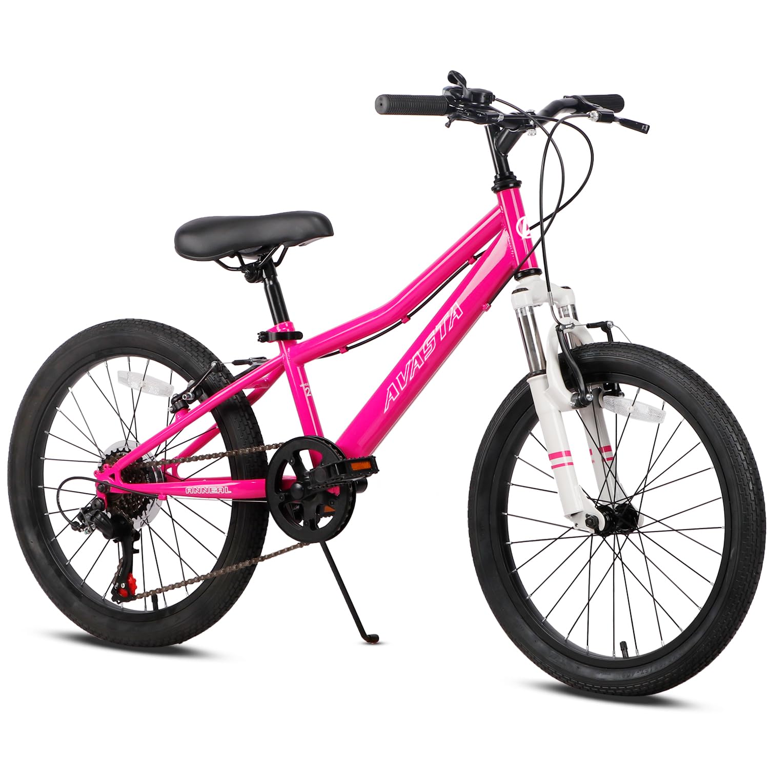 avasta govet 20'' kids mountain bike for 6-12 years old boys girls with suspension fork, 6 speeds drivetrain, multiple colors
