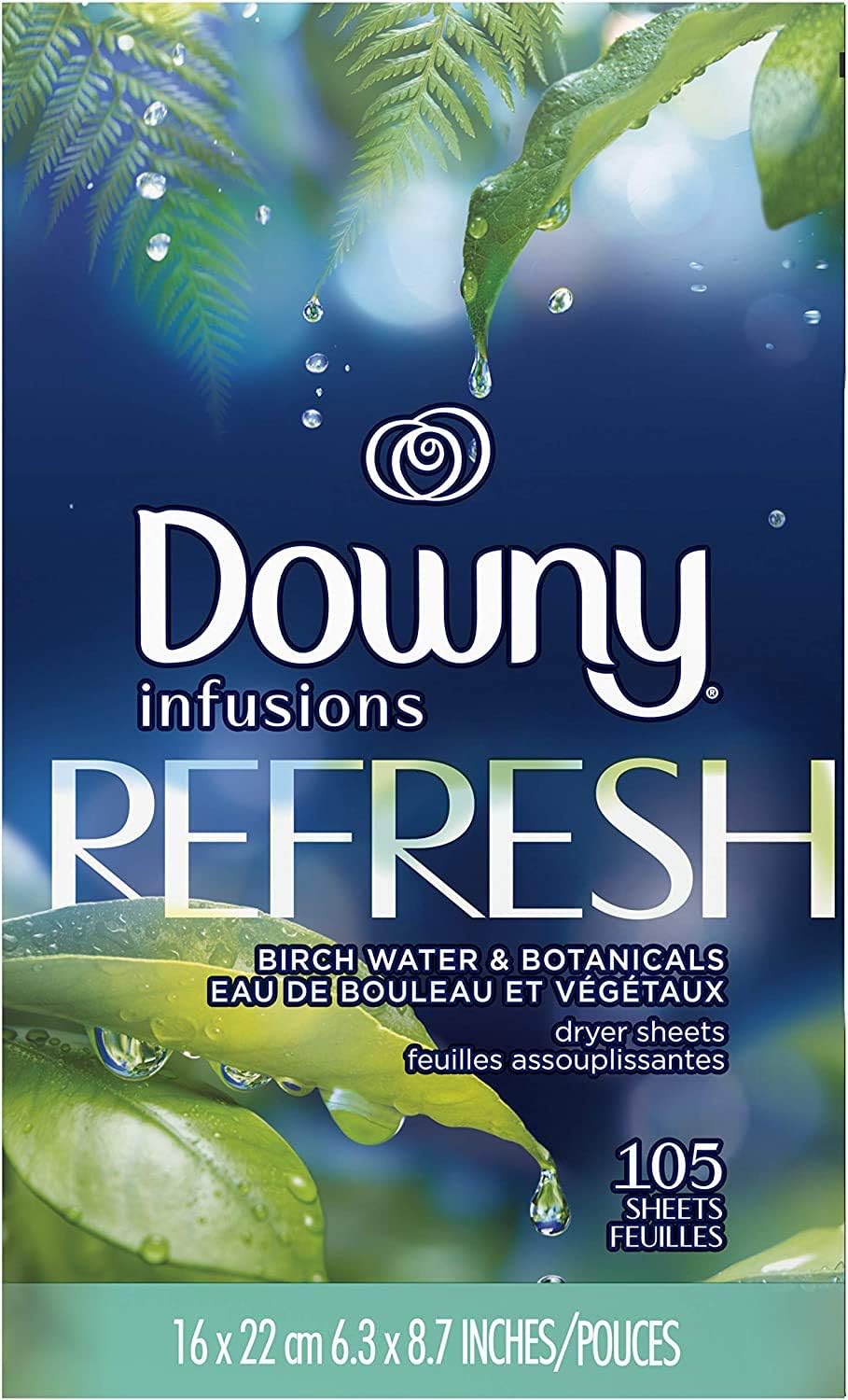 Downy Fabric Softener Sheets, Botanical Mist, 105 Ct, Pack of 2