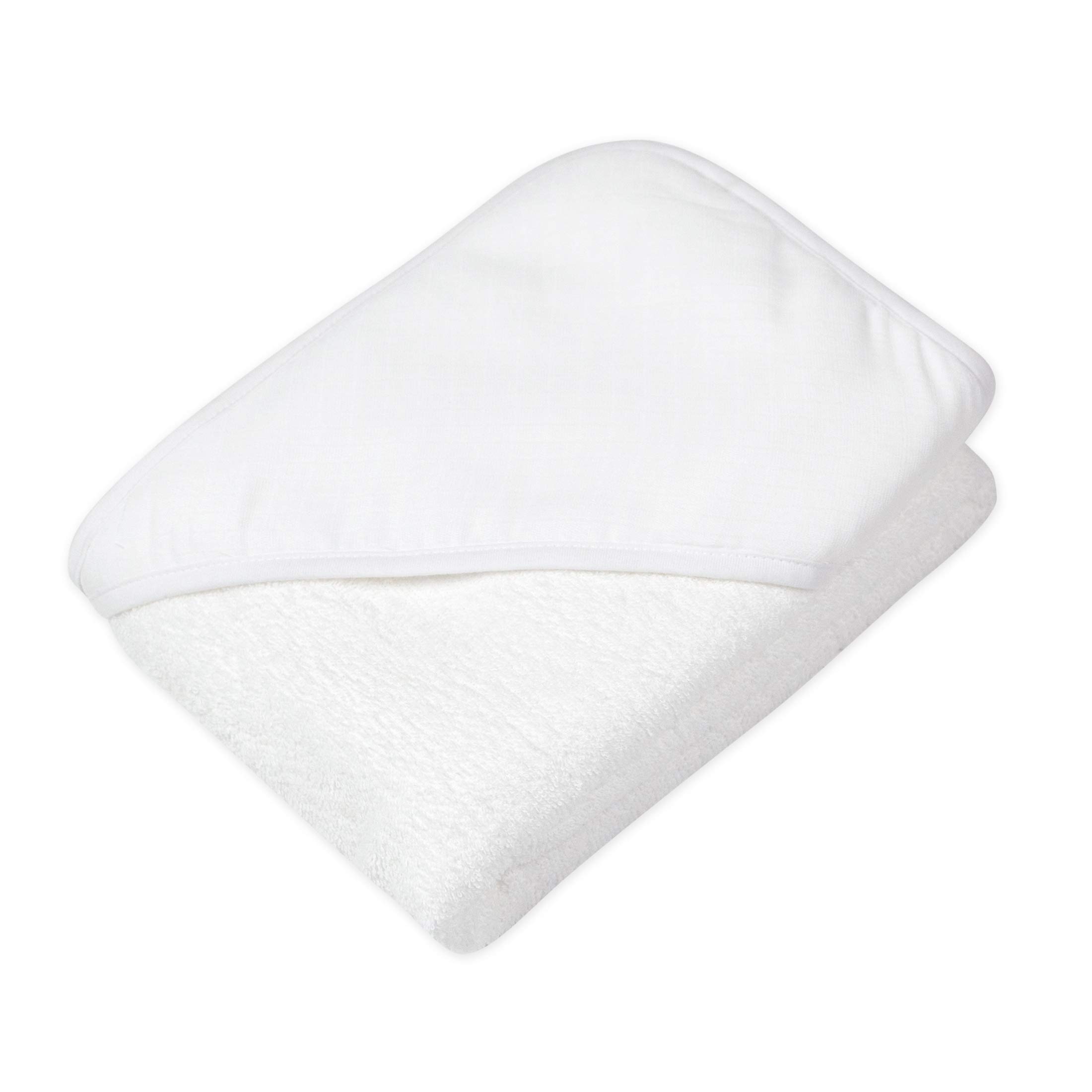 HonestBaby Juego de 3 toallas y paños unisex de algodón orgánico con capucha para bebé, color blanco brillante, talla única de EE. UU