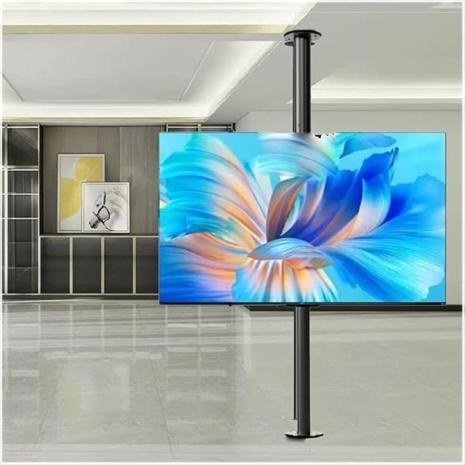 Tv Floor Stand Partition Rotating Frame, Full Motion Rotation Tilt Swivel Tv Mount, LCD Tv 360 Degree Wall Mount Frame, for Most 32-75 Inch Flat Curved Tvs, Up to 45,One Color-2000