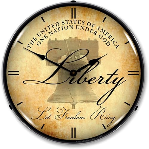 Liberty Bell Reloj de pared LED retrovintage iluminado 140in