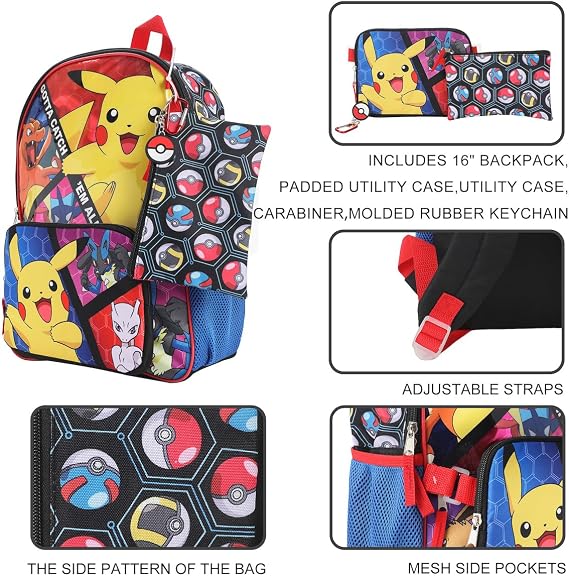 BIOWORLD, Boys, Youth Five-Piece Backpack Set (Little Kid/Big Kid), Aop, One Size