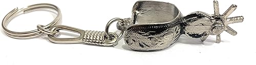 Miniatura 2 de Western Cowboy Horse Spur Llavero Charro Saddle Spurs Llavero, plateado