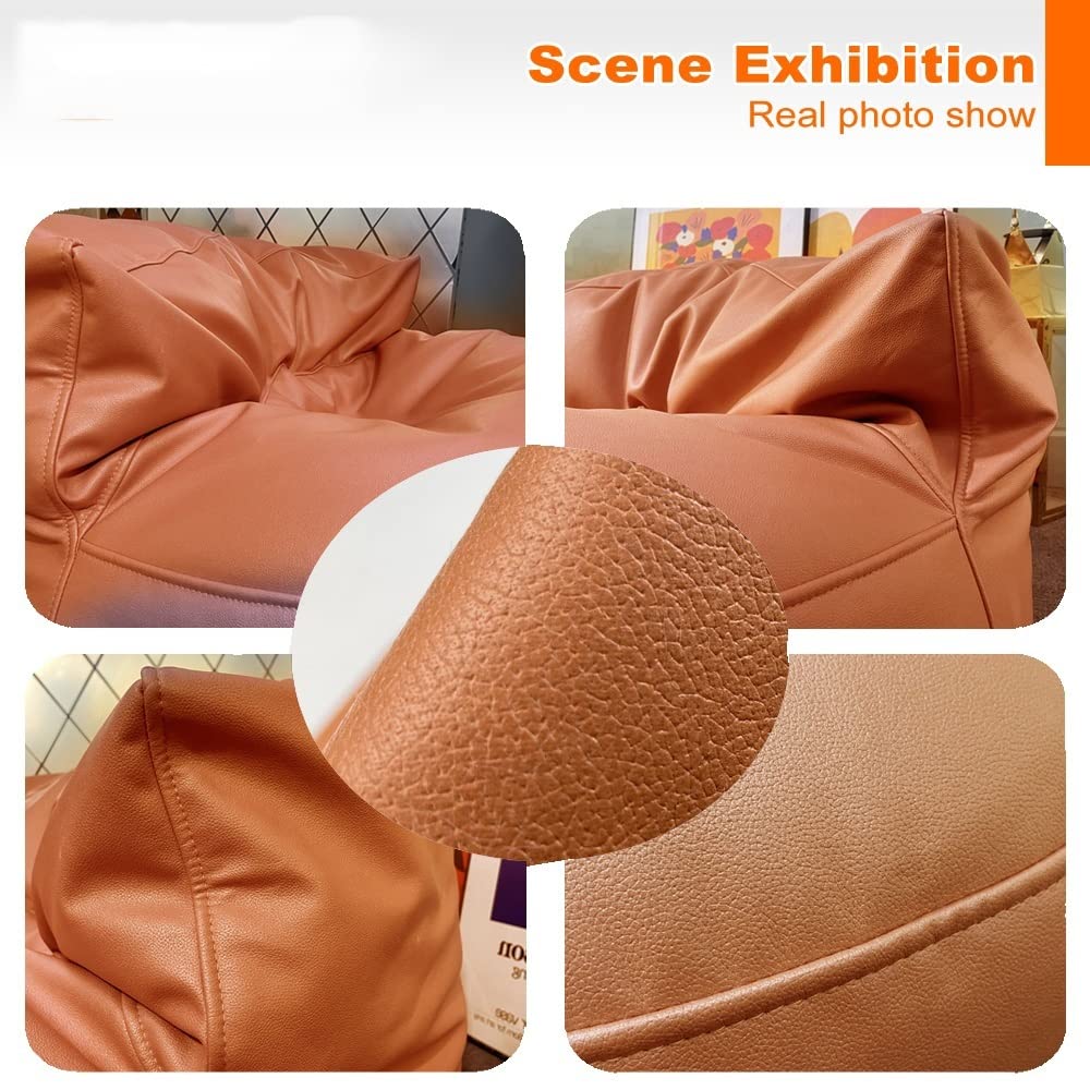 SXBCyan Grande Housse De Pouf En Simili Cuir For Adultes, Sans