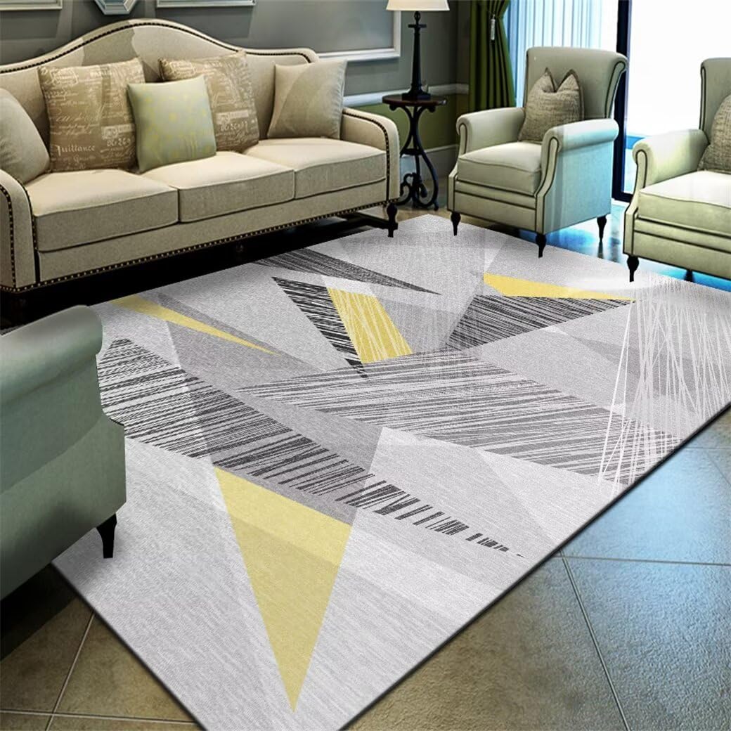 Tapis de salon gris unicolore 100x210 cm lavable et moderne
