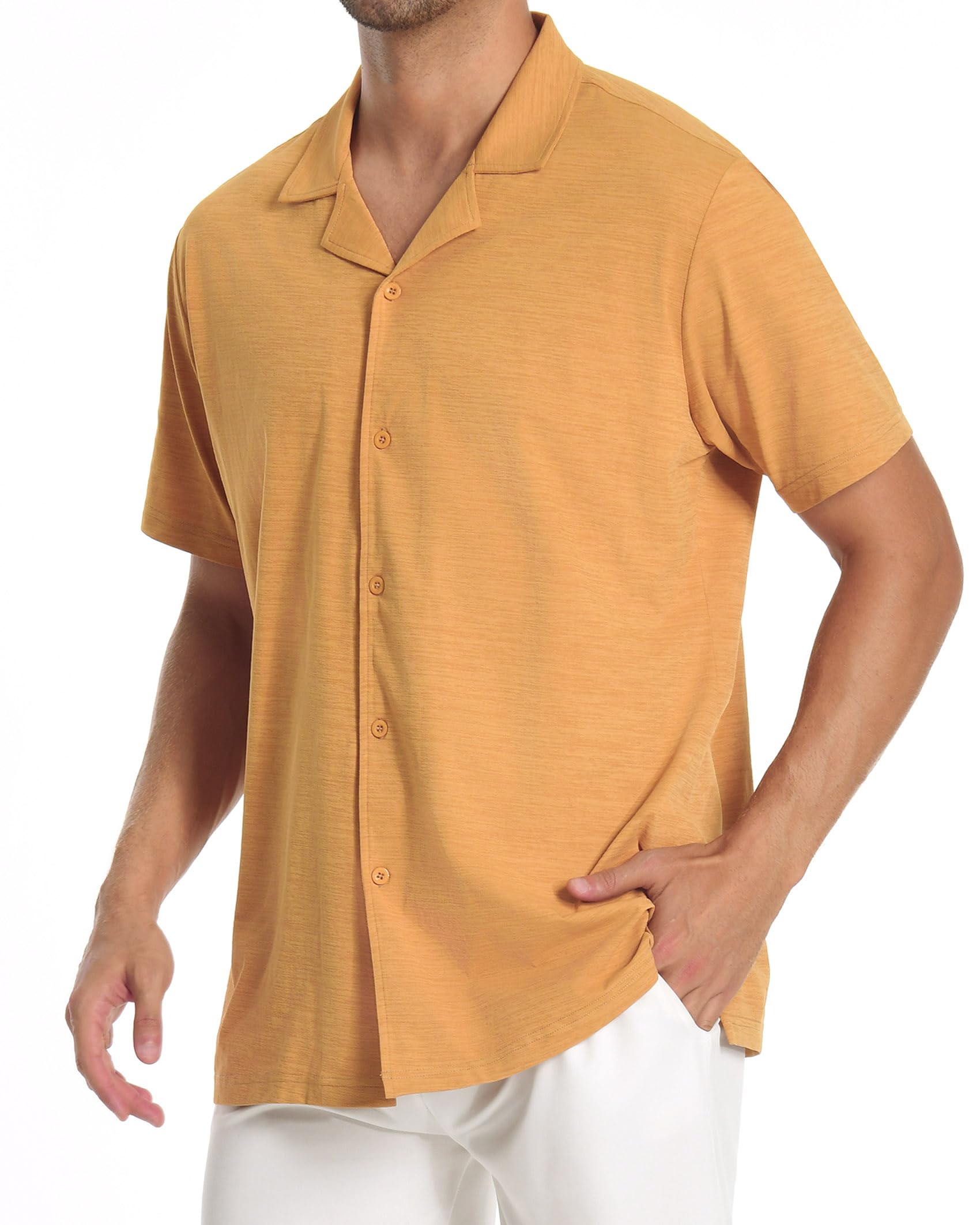 BANZHUKE Men's Cuban Guayabera Shirt Short Sleeve Button Down Casual Untucked Dress Summer Beach Vacation Shirts