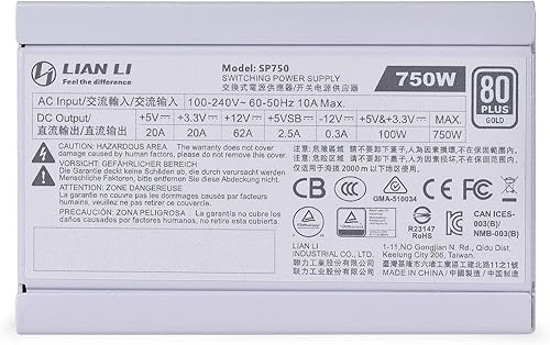 Miniatura 8 de LIAN LI SP 750W 80+ Gold, White Color, Performance SFX Form Factor Power Supply, Low Noise - SP750 White