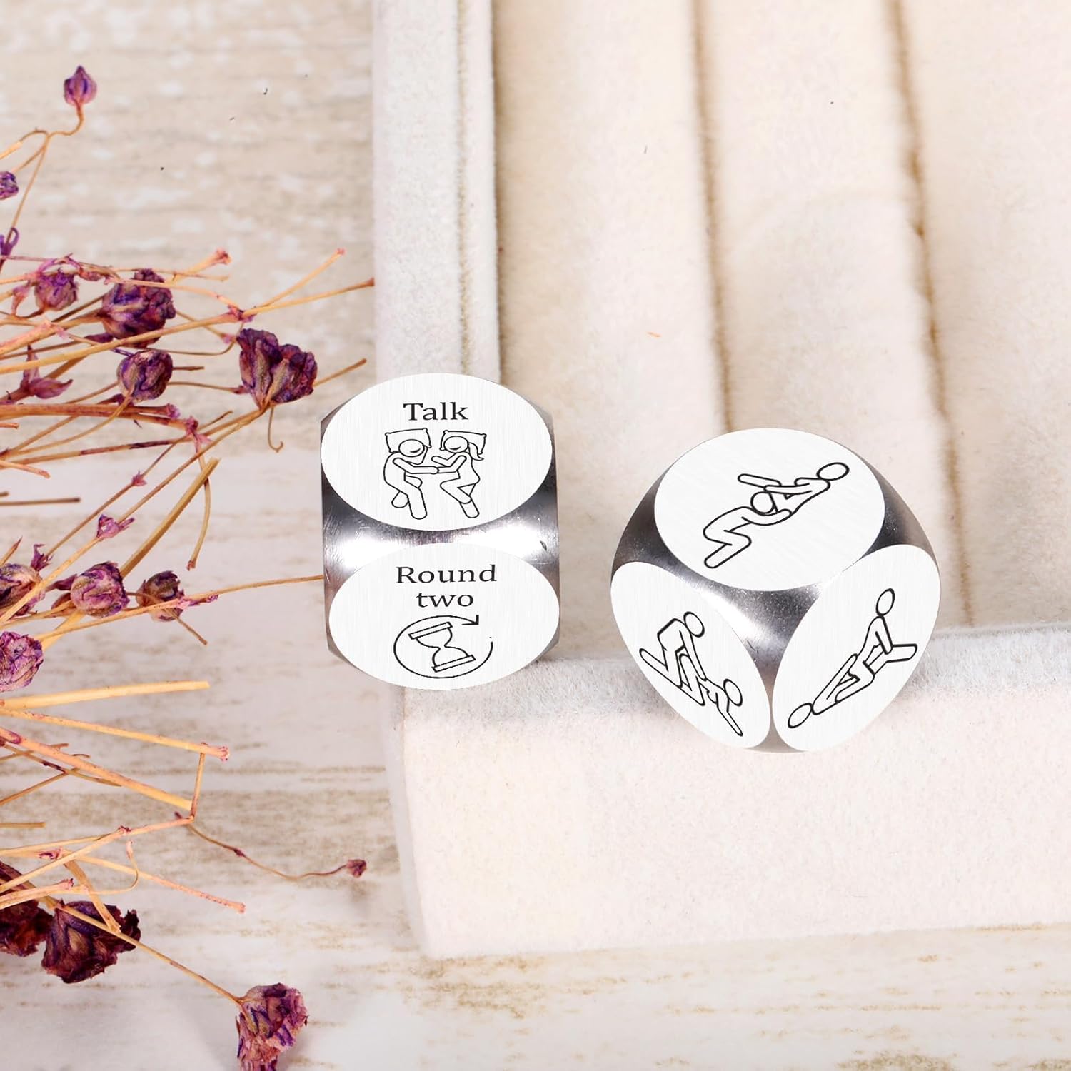 Valentines Day Gift Basket Date Night Dice, 2PCS Couple Dice Game for Girlfriend Boyfriend, Bridal Shower Bachelorette Gifts Funny 6th Anniversary Wedding Registry Valentines Gifts for Wife Husband