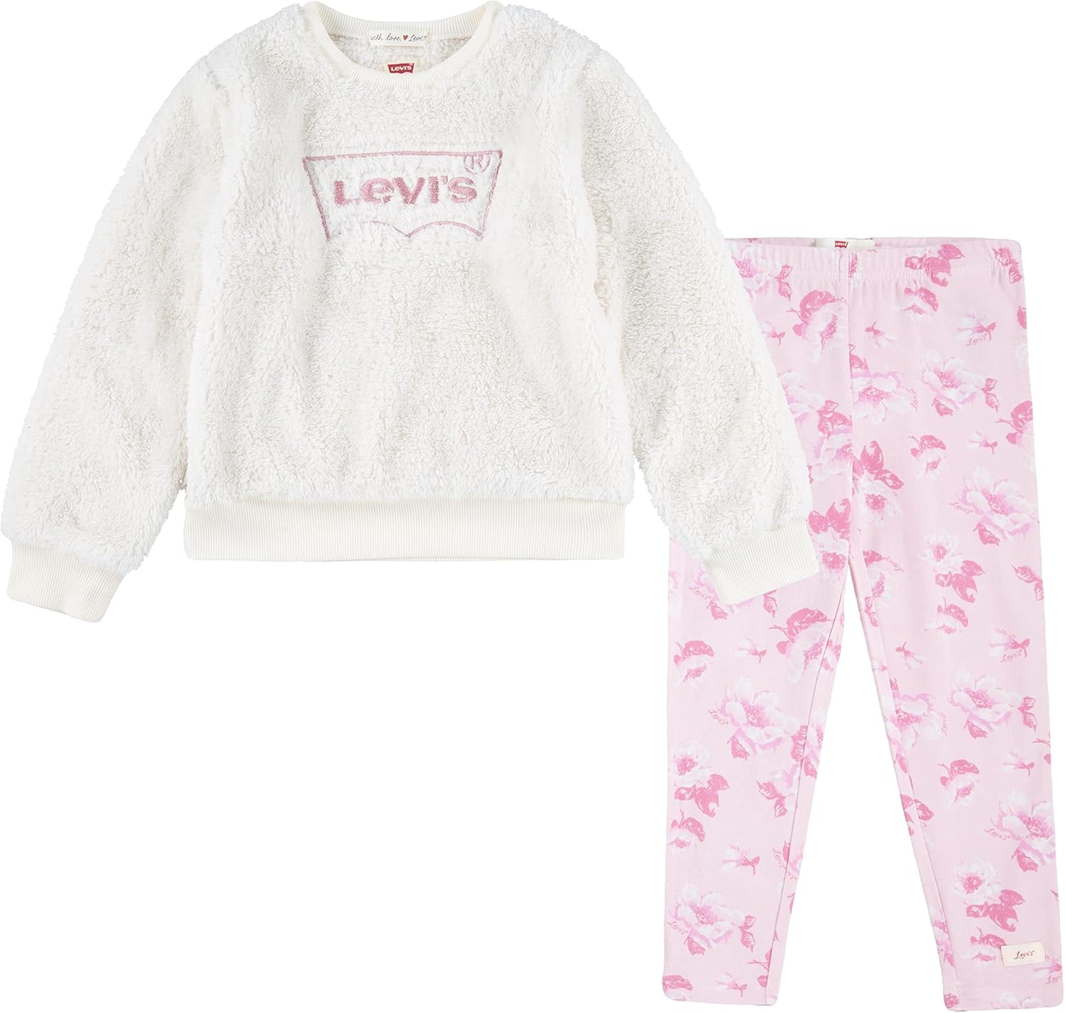 Levi's baby-girls Crewneck Sweatshirt and Joggers 2-piece Outfit Set