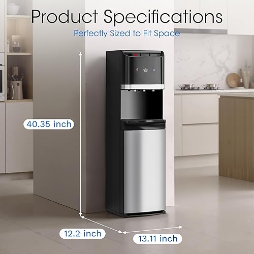 Miniatura 7 de Dispensador de agua de carga inferior para botellas de 5 galones, enfriador de agua de acero inoxidable con 3 temperaturas, caliente, frío y