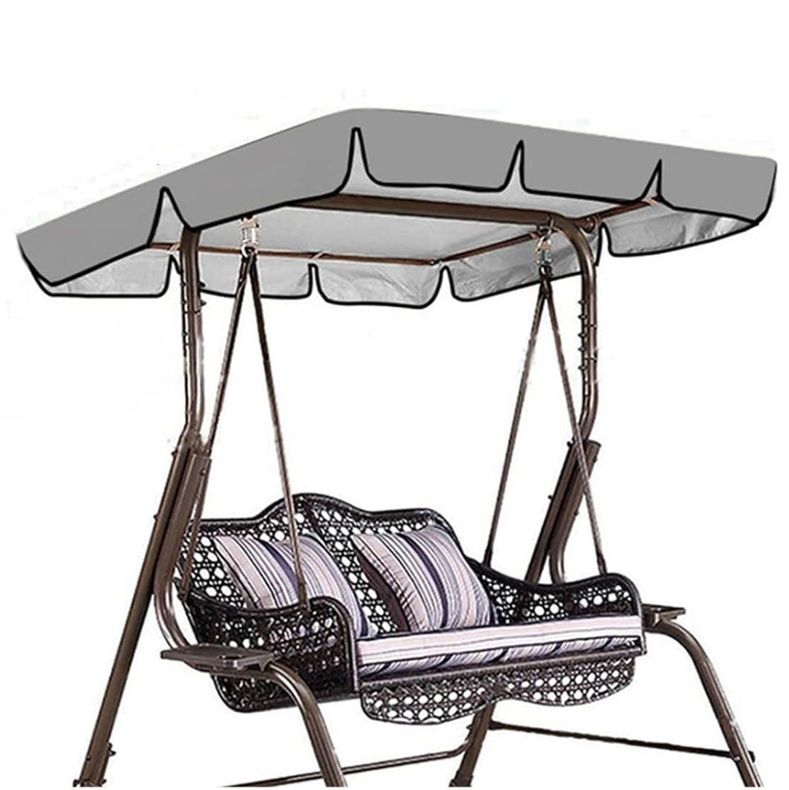 Garden Swing Canopy Replacement Garden Swing Canopy Replacement for 2 3 Seater Garden Swing Seats Cover Sun Shade Hammock Canopy Covers for Patio,Grey,190x132x15cm